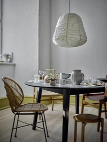 Masă dining rotundă din lemn masiv, negru, cu finisaj mat, 140x76 cm, „Peron"