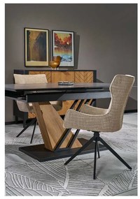 Masă de bucătărie Sterzo 160-200 x 90 cm, negru / stejar auriu