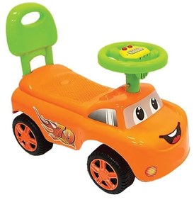 Masinuta cu Functie de Trotineta Fara Pedale Pentru Copii NOVOKIDS™ DREAM CAR, Maxim 25 Kg, Cu Sunete, Spatar de Protectie si Volan, PORTOCALIU