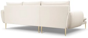 Coltar tapitat Vienna 5 locuri plusat/picioare gold – L255 x l170 x h95