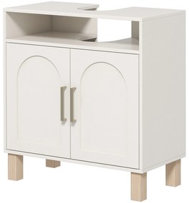 HOMCOM Mobilier baie sub chiuvetă mobilier sub chiuvetă dulap 2 uși cu raft reglabil 60 x 30 x 63 cm alb | Aosom Romania