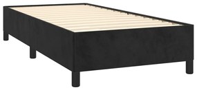 Pat box spring cu saltea, negru, 100x200 cm, catifea Negru, 100 x 200 cm, Benzi orizontale