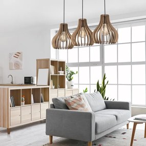 Lustră pe cablu TUCCI 3xE27/15W/230V stejar/negru