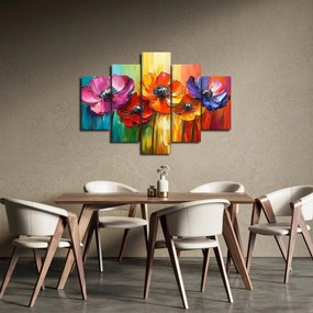 Tablou - Cinci flori colorate (150x105 cm)