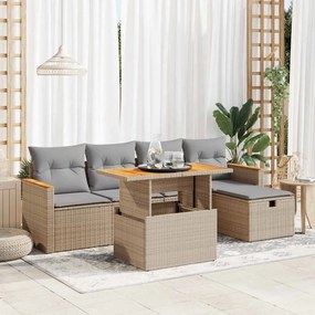 vidaXL Set canapele de grădină cu perne, 6 piese, bej, poliratan