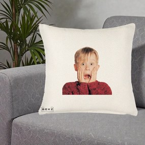 Perna Decorativa Kevin Singur Acasa, 40x40 cm, Crem Reliefat, Husa Detasabila, Perna Inclusa, BEKZ®