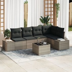 vidaXL Set de canapele pentru grădină 6 pcs Gri Rattan poli