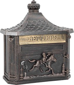 vidaXL Cutie Poștală Montată pe Perete cu ușă Bronz 40,5 x 16 x 45 cm