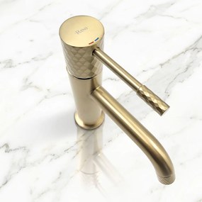 Baterie pentru lavoar Rea Lungo Diamond Brush Gold