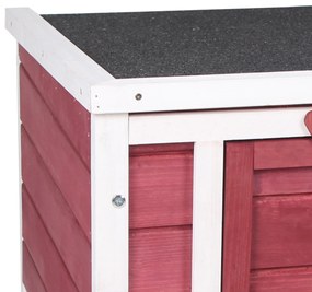 PawHut Colivă Lemn Exterior pentru Rozătoare, Acoperiș și Rampa Reglabilă, 42x51x43cm, Roșu | Aosom Romania