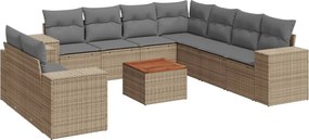 vidaXL Set canapele de grădină cu perne, 10 piese, bej, poliratan