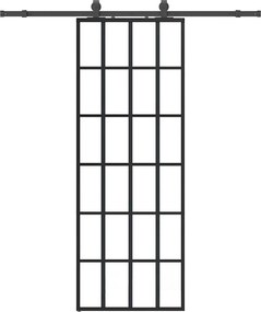 vidaXL Ușă glisantă cu set de feronerie neagră 76x205 cm Sticlă ESG