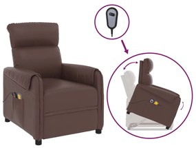 3143376 vidaXL Fotoliu de masaj cu ridicare, maro, piele ecologică