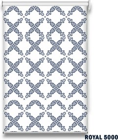 Roletă textilă Royal 5000 albă cu model geometric albastru