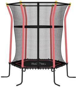 HOMCOM Trambulină Elastică pentru Copii 3-10 Ani cu Intrare cu Fermoar și Țevi Căptușite, Ø163,5x190 cm, Roșu | Aosom Romania