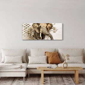 Tablou - Elefant spârgând peretele (120x50 cm)