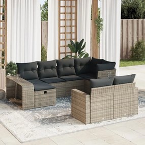 3326064 vidaXL Set mobilier de grădină cu perne, 10 piese, gri, poliratan