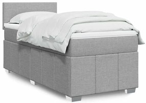 vidaXL Pat continental cu saltea, gri deschis, 80x200 cm, textil
