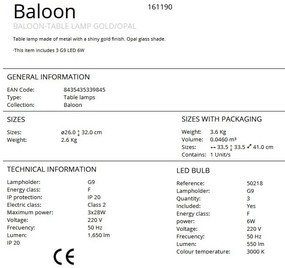 Veioza, Lampa de masa Baloon auriu/ opac