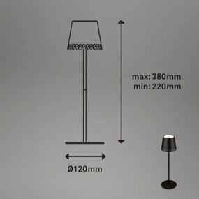 Brilo - Lampă LED de birou reîncărcabilă KIKI, cu control tactil, 2,6W/5V, IP44, 2600 mAh, neagră