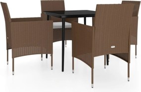 vidaXL Set de servit masa pentru grădină, 5 piese, maro și negru
