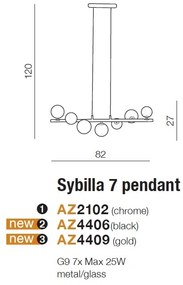 Lustra suspendata design modern SYBILLA 7 black