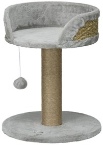 PawHut Pom de Crăpătură Gri de Jută cu Platformă de Pluș și Minge Suspendată 40 x 40 x 49 cm | Aosom Romania