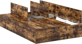 vidaXL Cadru de pat cu depozitare Stejar fumuriu 120 x 190 cm