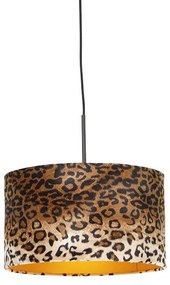 Lampă modernă cu pandantiv neagră cu abajur leopard 35 cm - Combi
