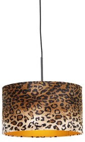 Lampă modernă suspendată neagră cu umbră leopard 35 cm - Combi