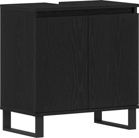 vidaXL Dulap pentru Chiuveta de Baie Stejar Negru 58 x 33 x 60 cm