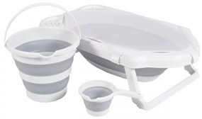 Cadita pliabila premium pentru bebelusi si copii NOVOKIDS™ Hawaiian Folding Tub, Cu stender si accesorii de baie, Dimensiuni 84x48x23 cm, Supapa