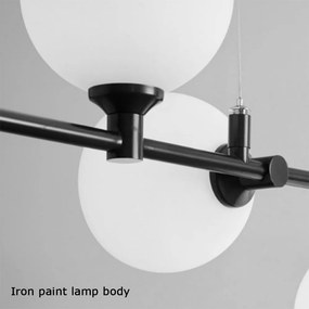 Lustră Pendul Asimetrică cu 6 Globuri și Structură Metalică, DM8323/6, Negru – Ideală pentru Spații Moderne și Birouri Elegante
