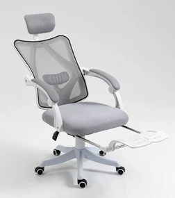 Scaun ergonomic, reglabil, tetiera, spatar Mesh, Gri/Alb