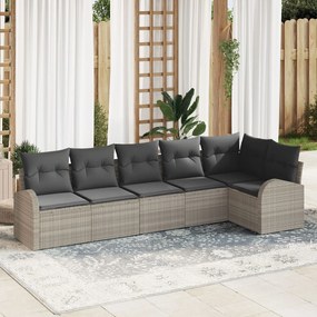vidaXL Set de canapele pentru grădină 6 pcs Gri deschis Rattan poli