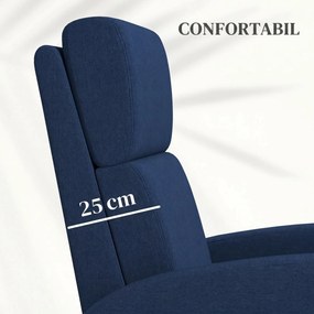 HOMCOM Fotoliu Relax Reclinabil Manual 160° cu Suport pentru Picioare, Fotoliu Reclinabil Tapițat Ergonomic din Material Textil Tip In pentru Dormitor, Birou, Sufragerie, Albastru | Aosom Romania