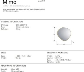 Oglinda decorativa ovala 80x80cm Mimo, aurie