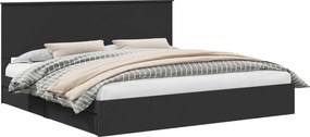 vidaXL Pat cu storage cu headboard Negru 200 x 200 cm Lemn compozit