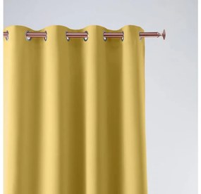 Draperie galbenă de o singură culoare, cu inele metalice 140 x 280 cm