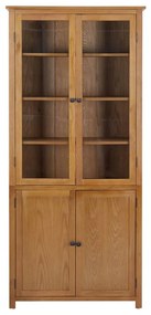 289180 vidaXL Bibliotecă cu 4 uși, 90x35x200 cm, lemn masiv stejar & sticlă