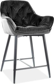 Scaun bar living CHERRY H-2, negru - Bluvel 19, stofa catifelata/metal