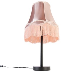 Lampă de masă clasică neagră cu abajur roz bunicuță 30 cm - Simplo