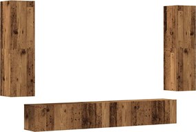 vidaXL Dulapuri TV montate pe perete 4 buc Lemn vechi lemn prelucrat