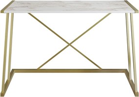Birou ANEMON, alb/auriu, PAL melaminat/metal, 120x60x75 cm