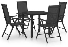 3070631 vidaXL Set mobilier de grădină, 5 piese, negru, aluminiu