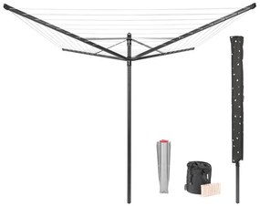 Uscator de rufe pentru exterior Brabantia Lift-O-Matic 1003467, 50 m, Inaltime reglabilă, Baza pentru betonare, Husa, Geanta clesti, Rezistent la coroziune, Negru