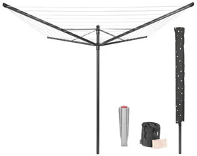 Uscator de rufe pentru exterior Brabantia Lift-O-Matic 1003467, 50 m, Inaltime reglabilă, Baza pentru betonare, Husa, Geanta clesti, Rezistent la coroziune, Negru