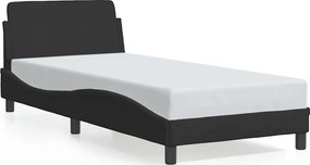 vidaXL Cadru de pat cu tăblie, Dover, negru, 90x200 cm, catifea