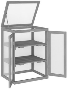 Outsunny Seră, Frigider, transparent, potrivită pentru exterior, lemn+policarbonat, 58 x 44 x 78cm | Aosom Romania