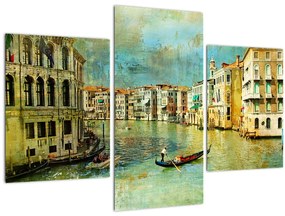 Tablou - Canalul de la Veneția și gondole (90x60 cm)